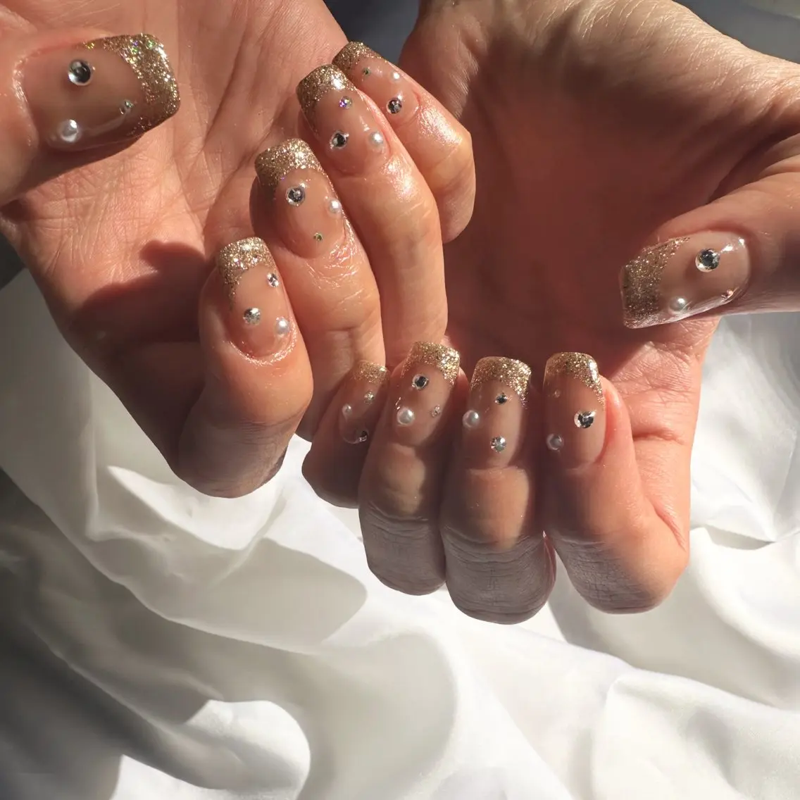 ネイル フレンチネイル 氷ネイル・うるうるネイル 韓国ネイル ラメ(グリッター) ニュアンスネイル 🪞KAPE NAIL 🪞のネイルデザイン