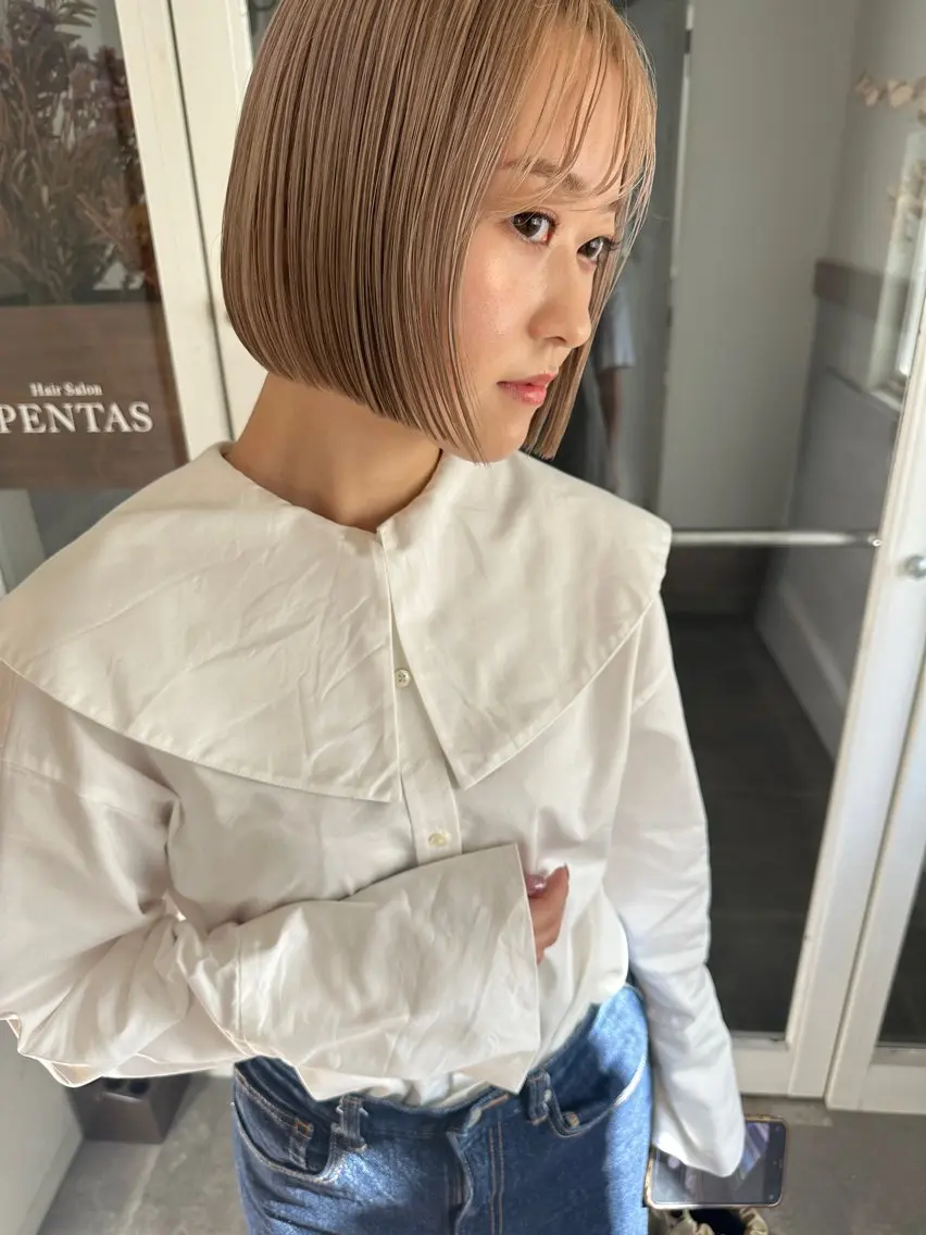 ショート ボブ カット トリートメント 宮﨑 あかねのヘアスタイル