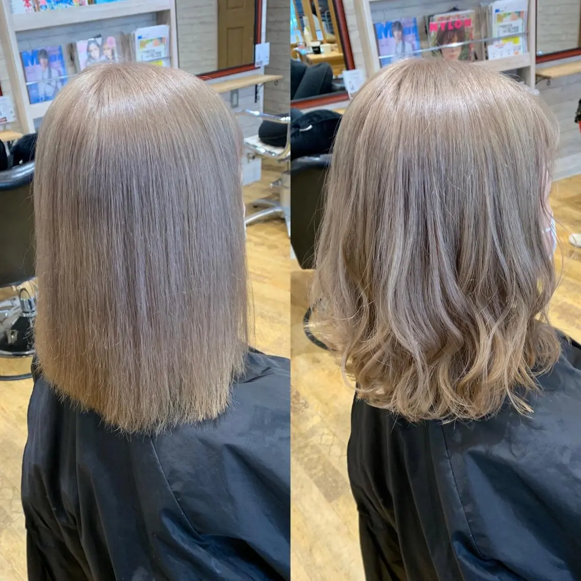 ミディアム カラー ブリーチ 天野 利咲のヘアスタイル
