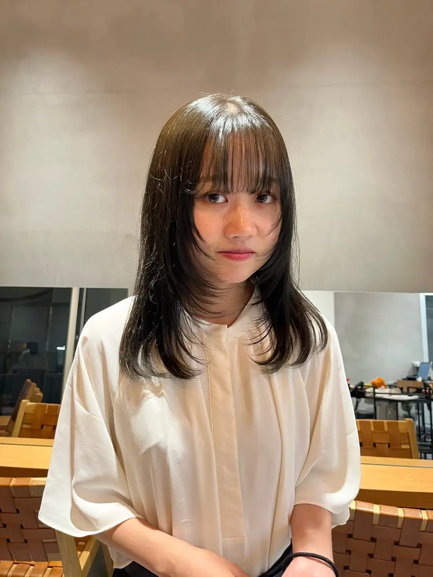 セミロング カラー カット ヘアカラー トリートメント 縮毛矯正ボブ&顔まわ レイヤー♡TOMOEのヘアスタイル