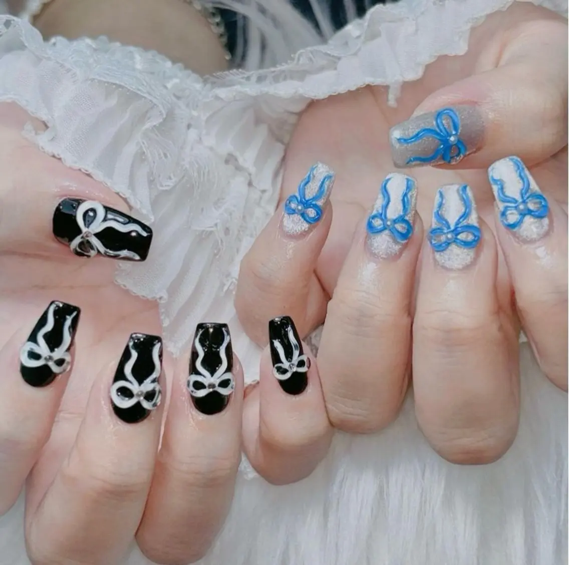 ネイル フレンチネイル ジェルネイル 韓国ネイル マグネットネイル マグネットフレンチ akina nailsのネイルデザイン