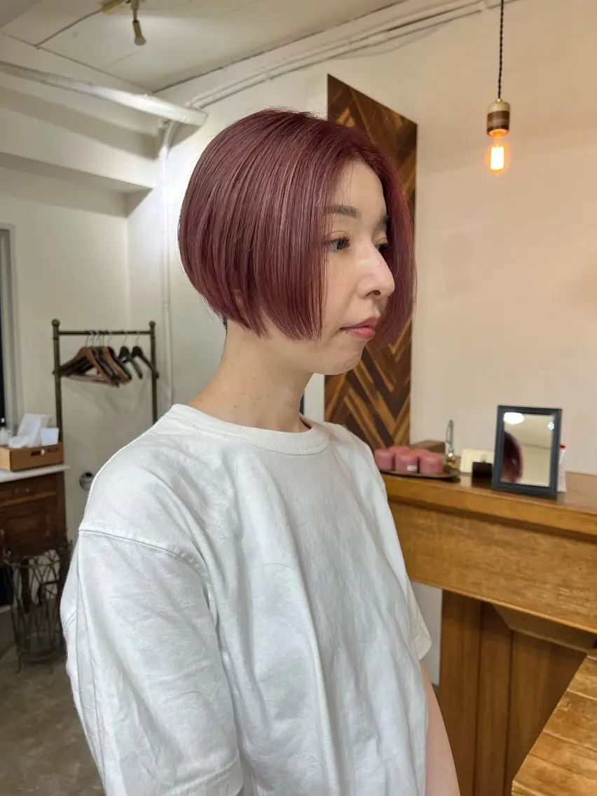 ショート カラー ピンクカラー カット ヘアカラー トリートメント takada kohのヘアスタイル