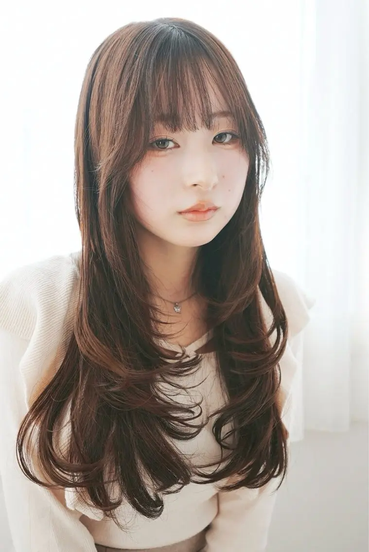 ロング カラー ハイレイヤー レイヤーカット 撮影モデル募集【くび れショートボブ】馨のヘアスタイル