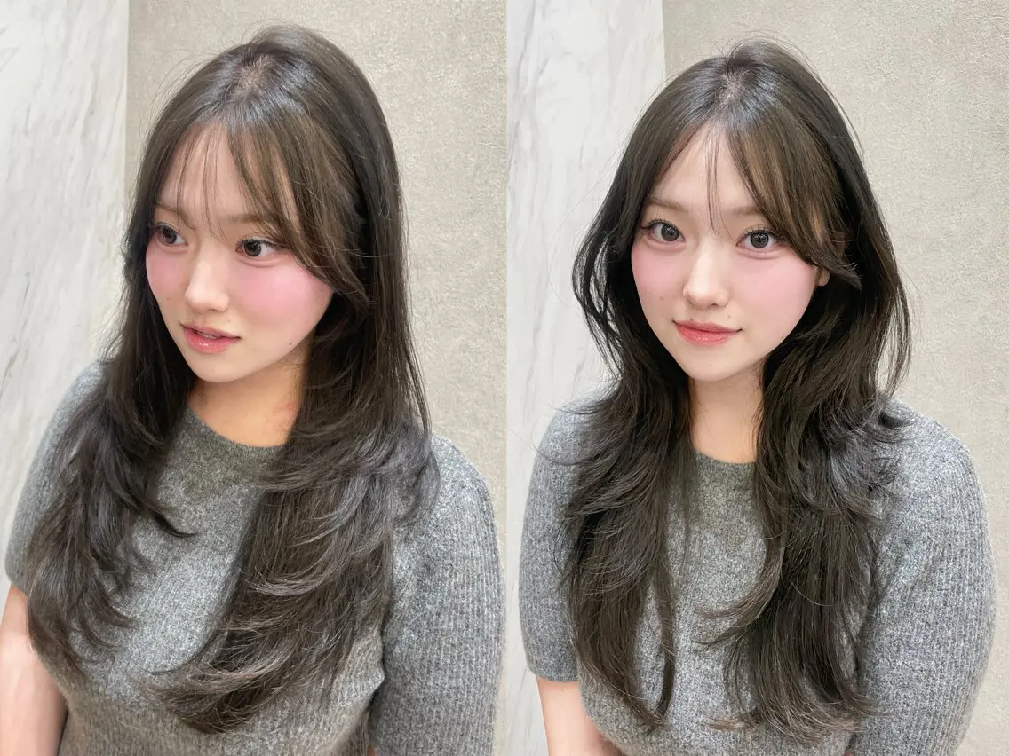 【期間限定メニュー✧︎】　トレンド感のある韓国レイヤーカットෆ‪＋透明感のある暗髪ワンカラー＋トリートメント付き❕の写真