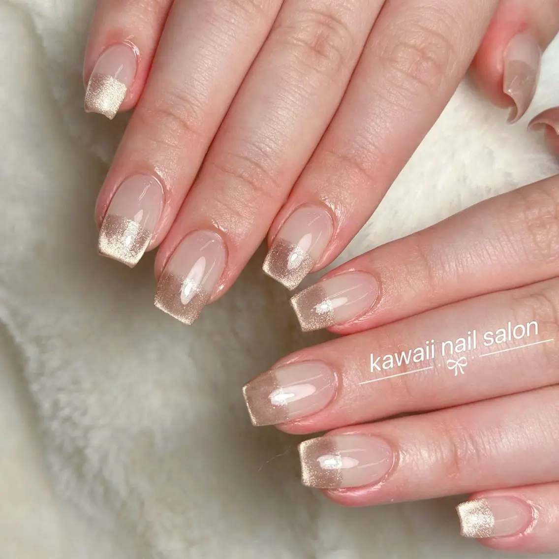 ネイル アニマル柄 長さ出し フレンチネイル グラデーション キラキラネイル Kawaii Nail Salonのネイルデザイン