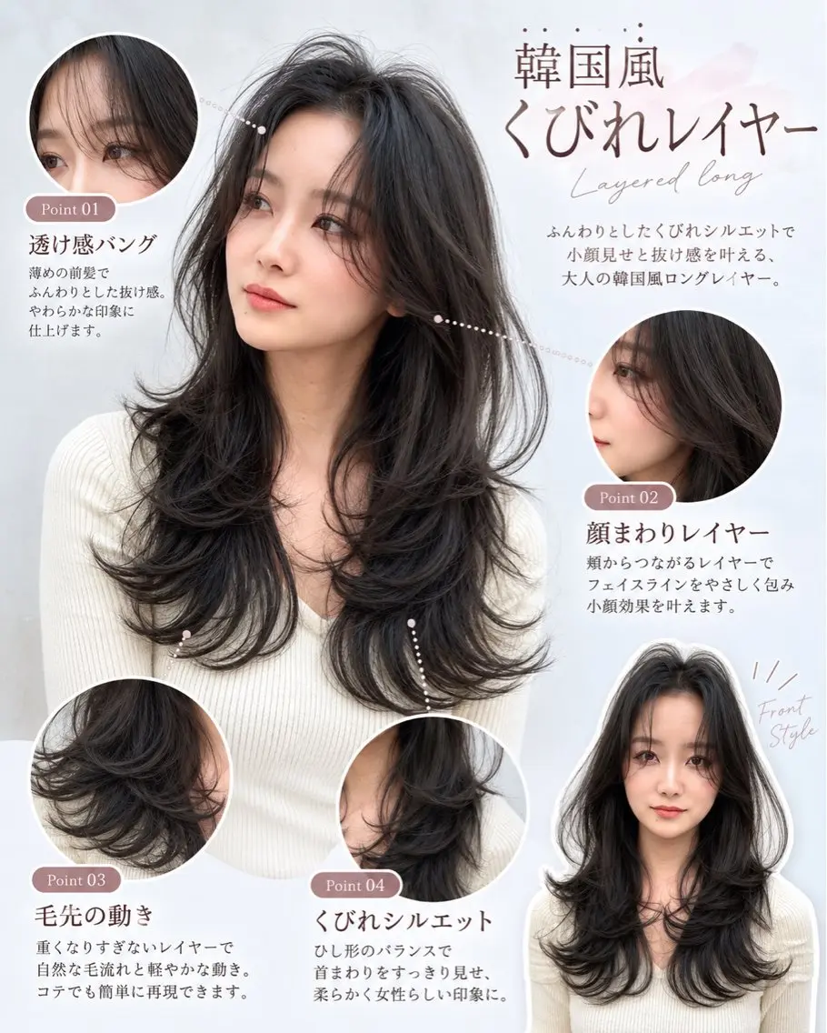 ロング カット ヘアカラー トリートメント 似合わせ/顔まわり/ YURINAのヘアスタイル