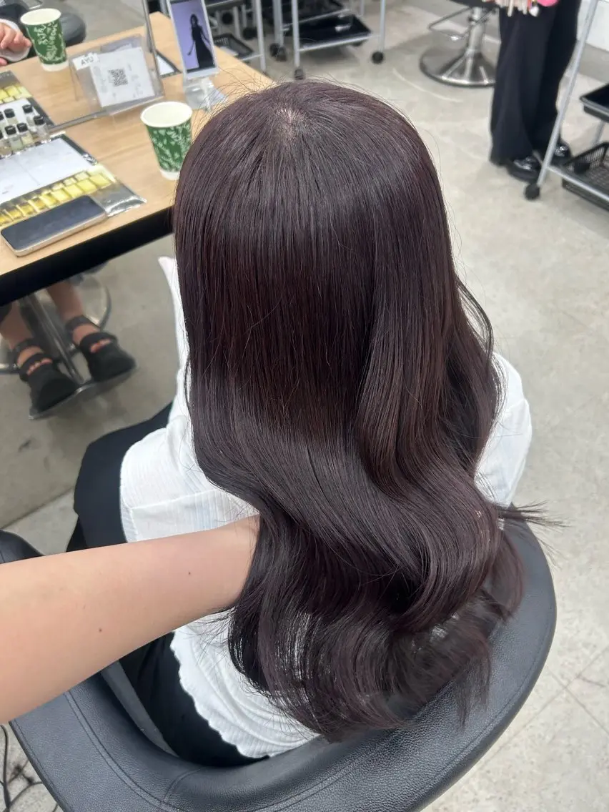 ロング ヘアカラー トリートメント 縮毛矯正/ブリーチな しラベンダー/心優のヘアスタイル