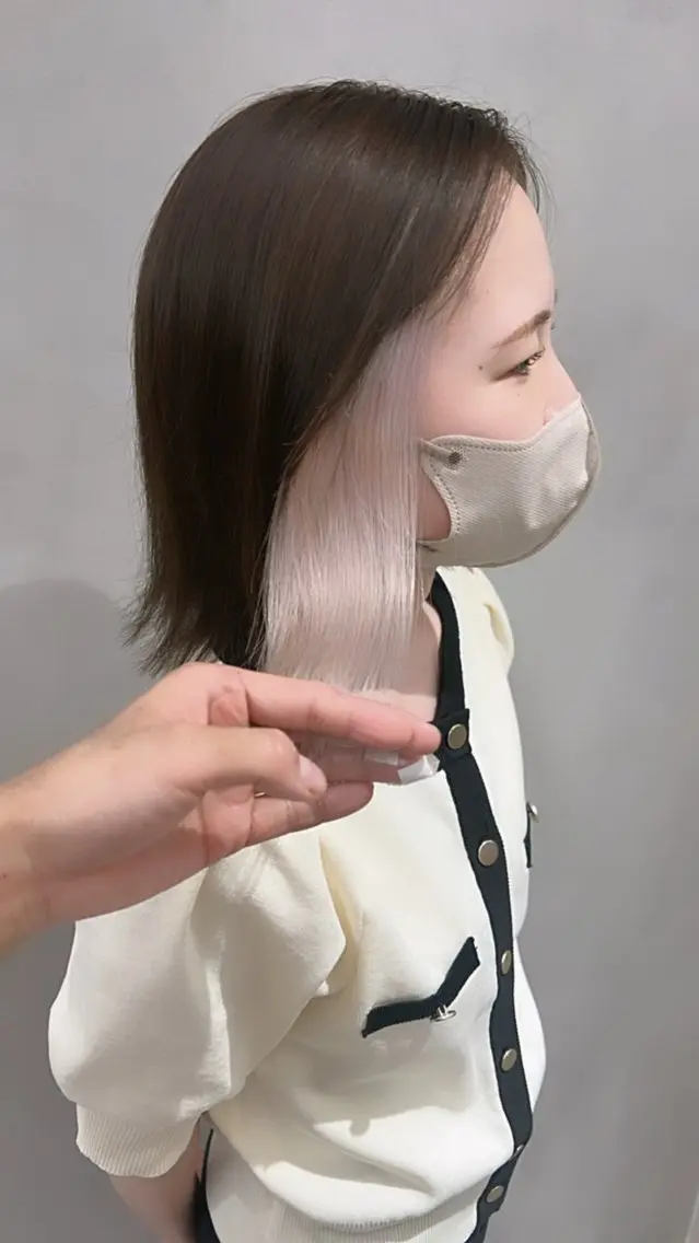 ミディアム カラー ヘアアレンジ ベージュカラー ミルクティーベージュ ヘアカラー トリートメント 大宮/山口 竣也のヘアスタイル