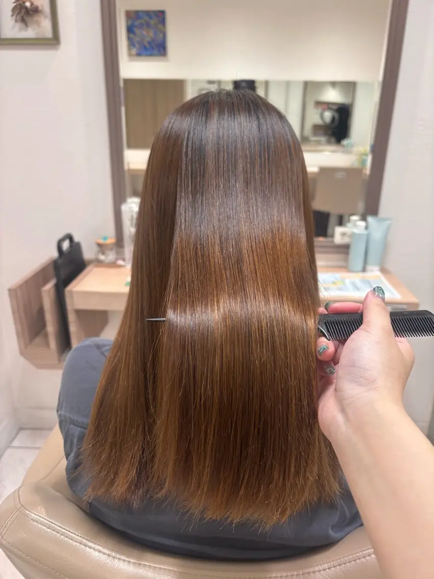 セミロング 縮毛矯正 🍒Ash国立 阿部妃南🍒のヘアスタイル