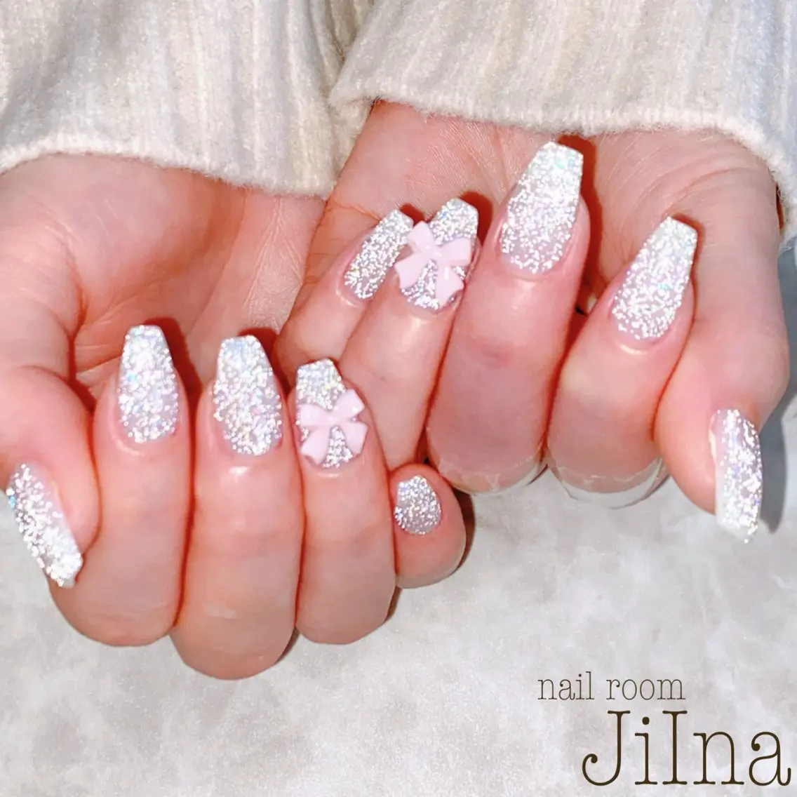 ネイル フラッシュネイル リボン JiIna nailのネイルデザイン