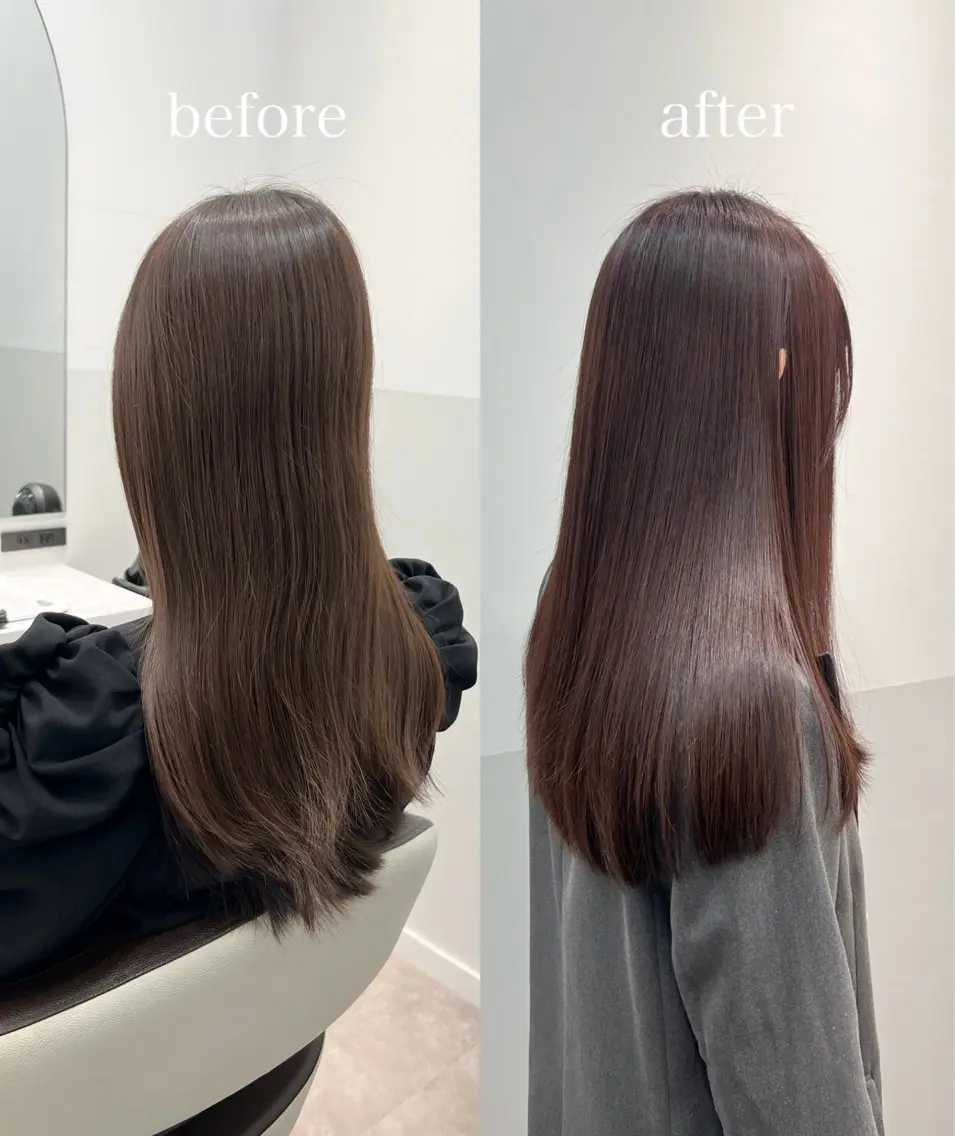 ロング カラー パーマ ヘアアレンジ ラベンダーカラー ピンクカラー ピンクラベンダー 髪質改善 縮毛矯正 カット ヘアカラー 縮毛矯正 トリートメント 似合わせレイヤー/ 美髪縮毛矯正/ミナエのヘアスタイル