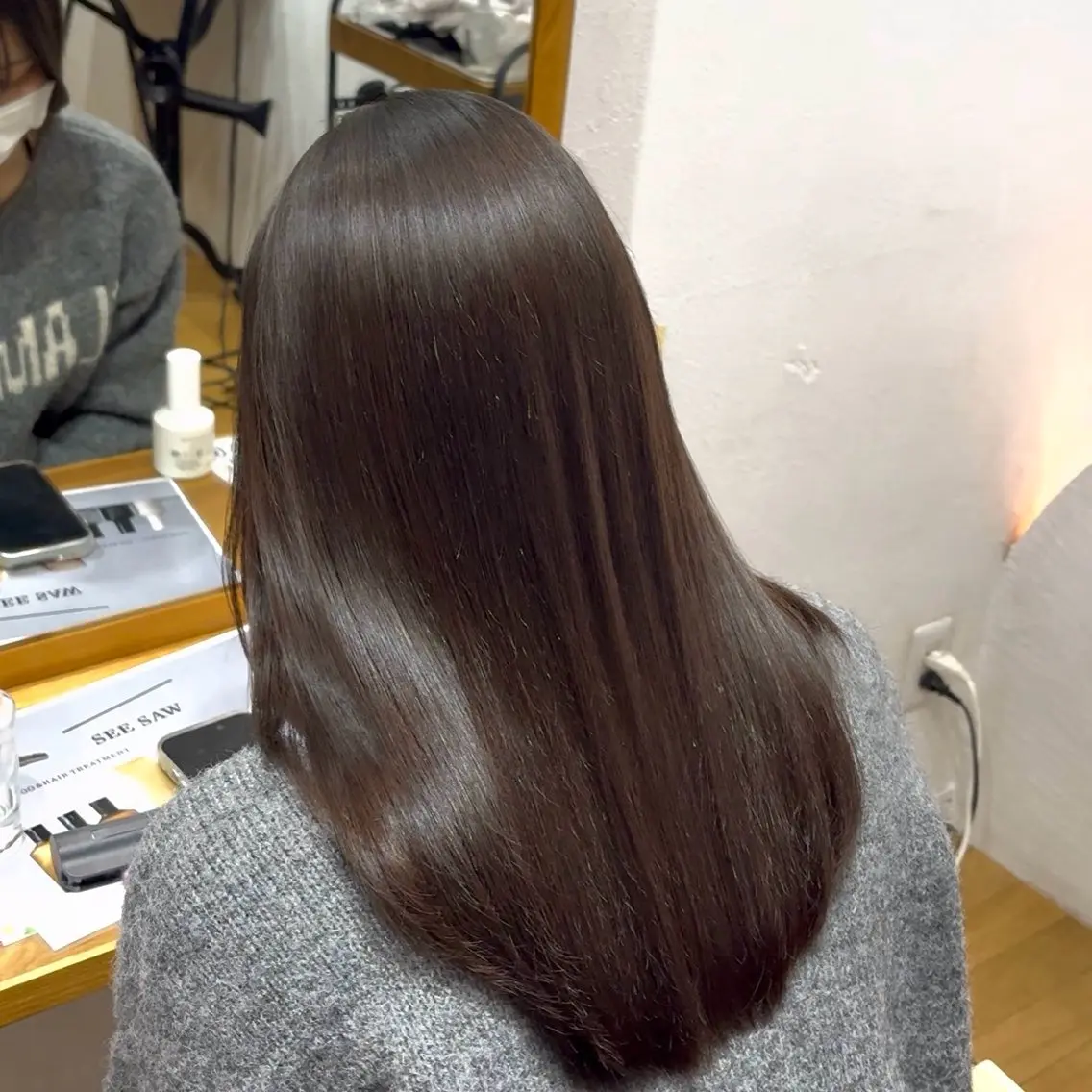 ロング 顔周りカット 髪質改善 トリートメント カット 縮毛矯正 トリートメント 3tuba Asumiのヘアスタイル