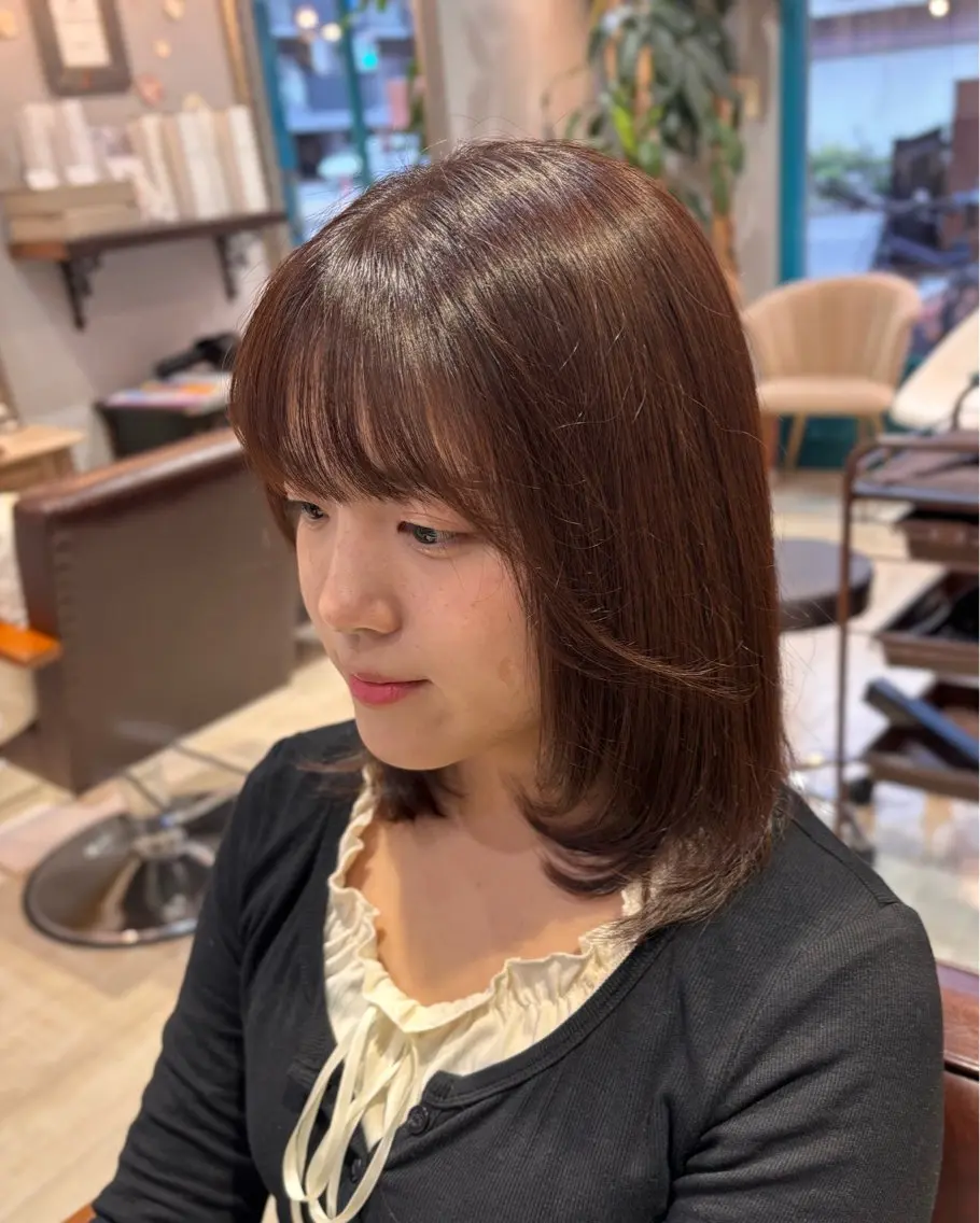 ミディアム カラー カット ヘアカラー 🌱なゆみ🌱透明感 /ナチュラル/高宮のヘアスタイル