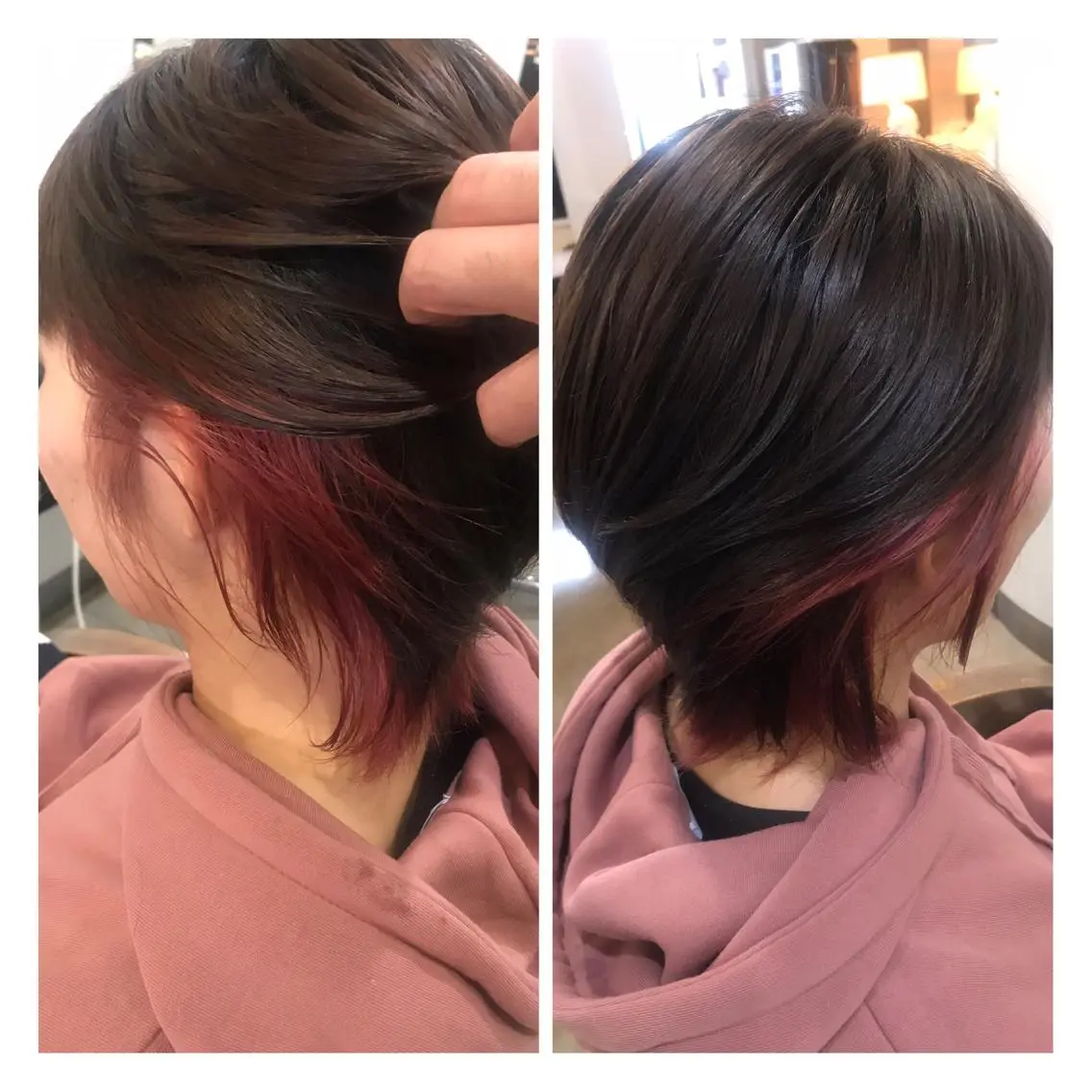 ショート カラー ヘアアレンジ インナーカラー ピンクカラー 烏山 達也のヘアスタイル