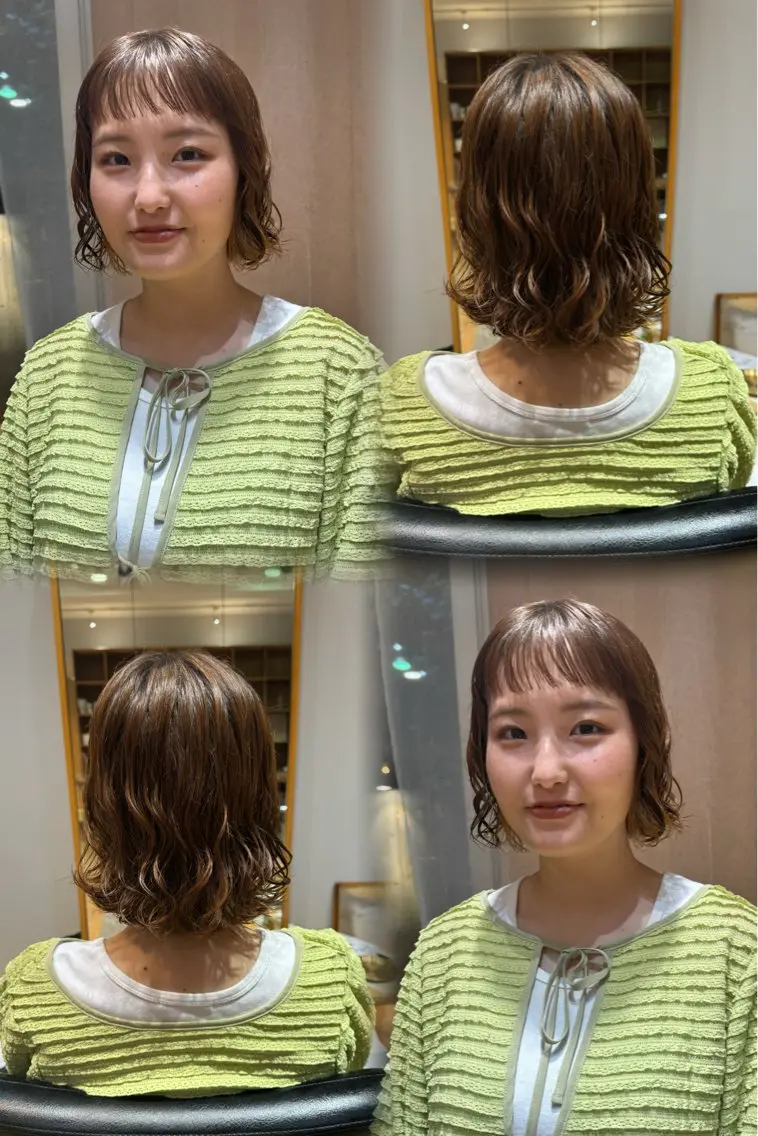 ショート カット パーマ 大人可愛い♡コテ巻き パーマ🌼杉田 萌恵のヘアスタイル