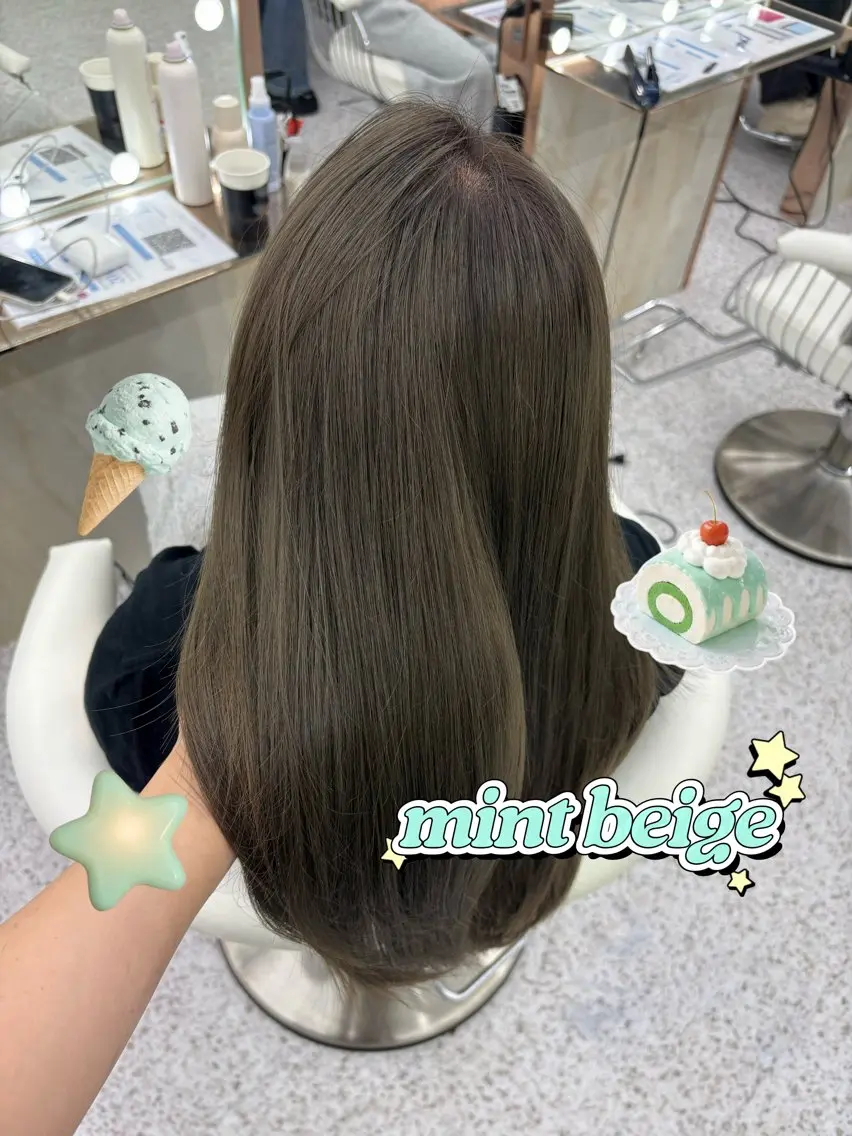 カラー ベージュカラー ダブルカラー イルミナカラー ミント ミントベージュ ヘアカラー トリートメント ブリーチなしベージュ 🤎kotomiのヘアスタイル