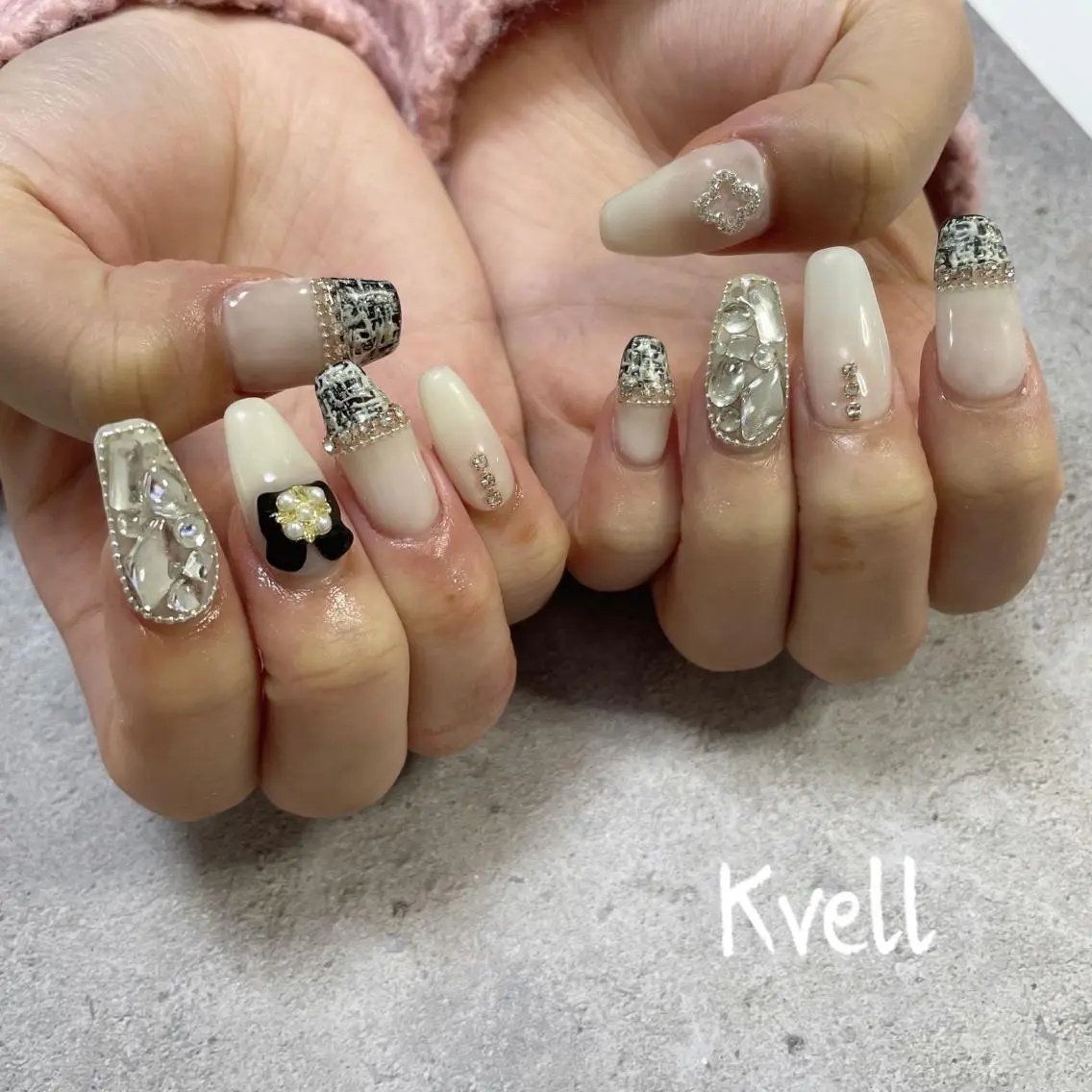 ネイル ツイードネイル ハンドネイル nailsalon Kvellのネイルデザイン