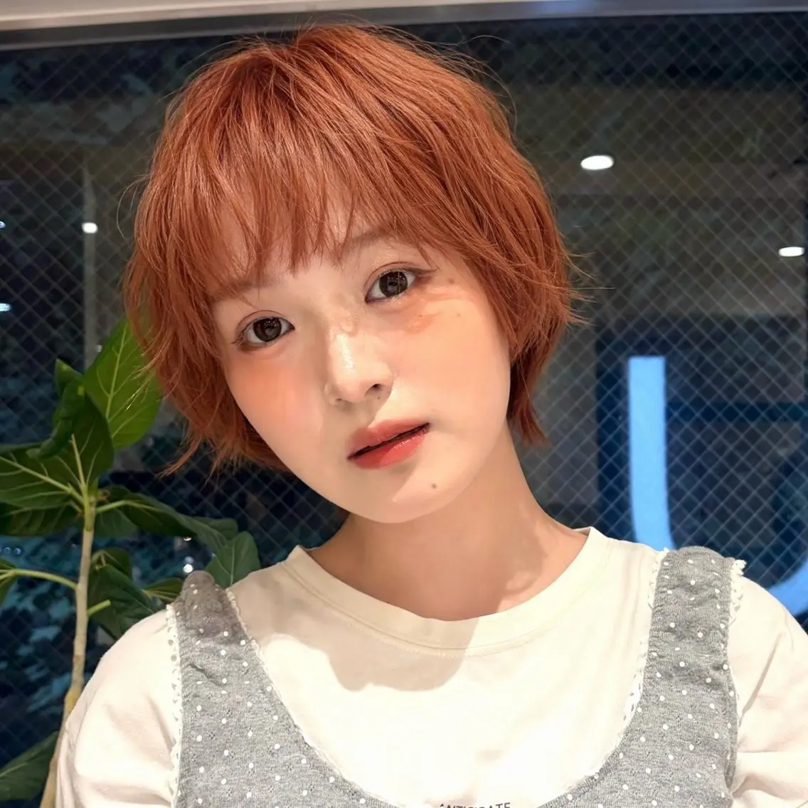 ショート カラー パーマ ベージュカラー ブリーチ ダブルカラー ブリーチなしカラー オレンジ カット ヘアカラー トリートメント 暖色カラー/ボブ/ 縮毛矯正/銀座/モエのその他イメージ