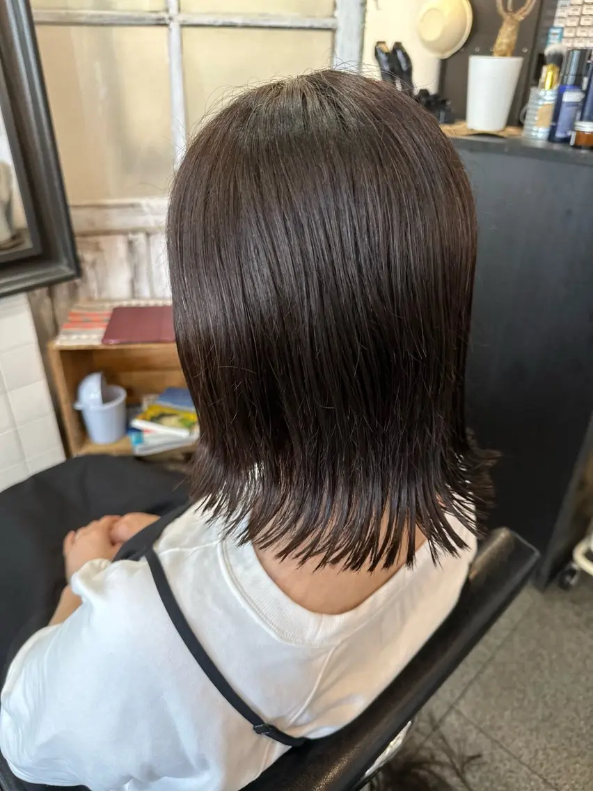 ミディアム 切りっぱなしボブ ボブ 元住吉プランツヘアー ☘️丸山☘️のヘアスタイル