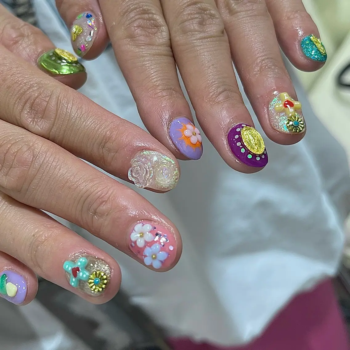 ネイル ハート ホログラムネイル キラキラネイル ラメ(グリッター) パープル ハンドネイル フットネイル Para Sol nail Maoのネイルデザイン