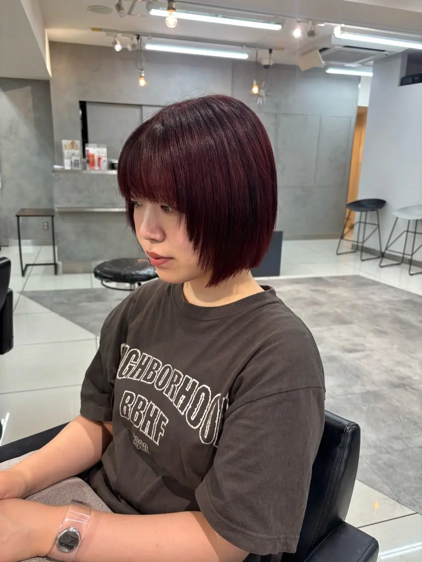 ショート カラー ヘアアレンジ カット ヘアカラー ボブ/透明感ベージュ 🫧クルミ🌟のヘアスタイル