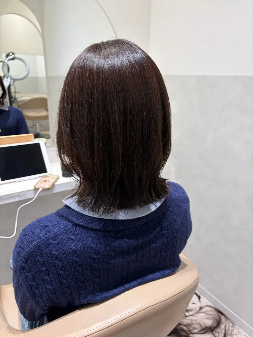 セミロング ボブ くびれヘア カット ヘアカラー トリートメント AYANO /レイヤー/オリーブのヘアスタイル