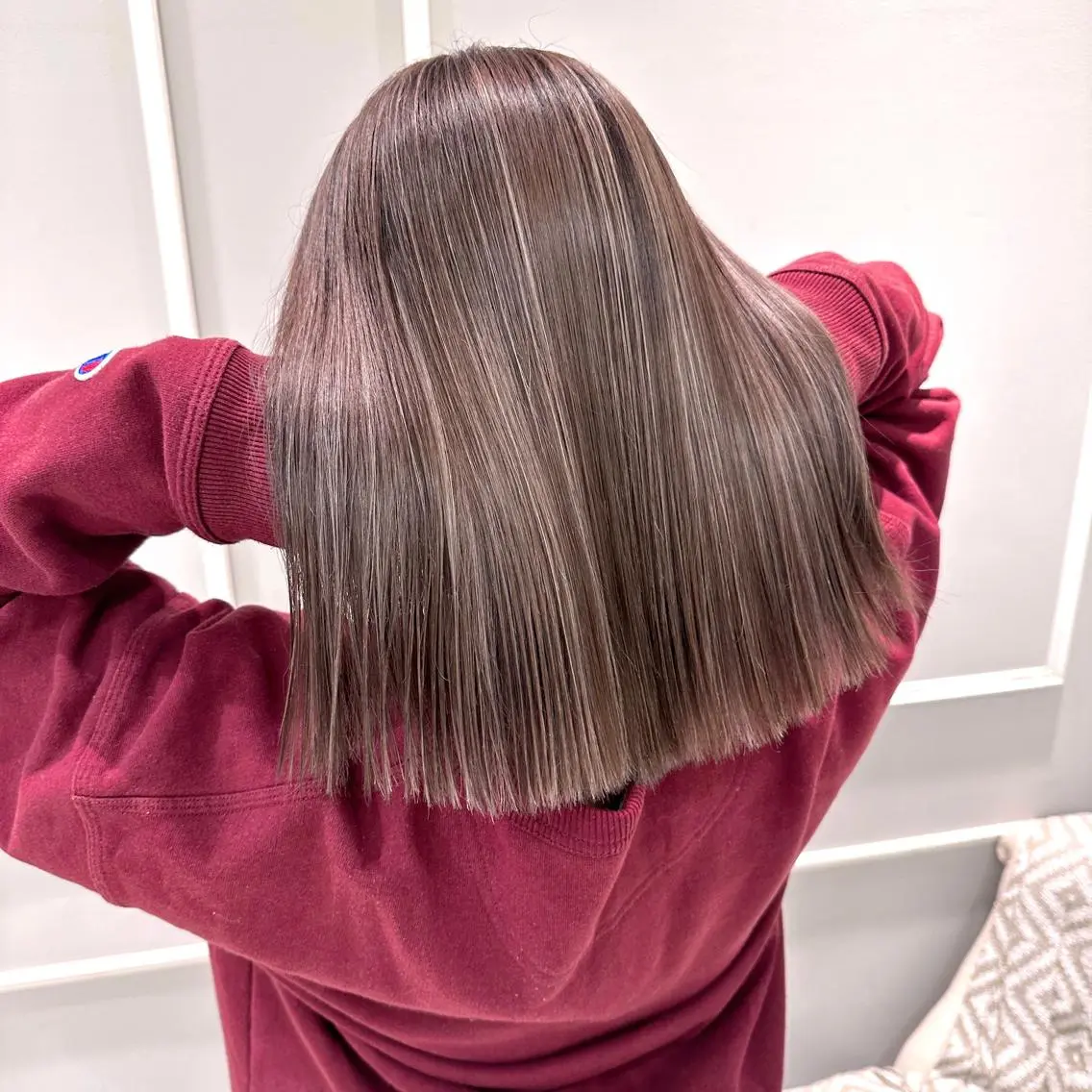 ミディアム カラー バレイヤージュ ベージュカラー ハイライトカラー ピンクカラー ピンクベージュ ヘアカラー 💎小顔前髪&髪質 改善カラー💎片桐のヘアスタイル
