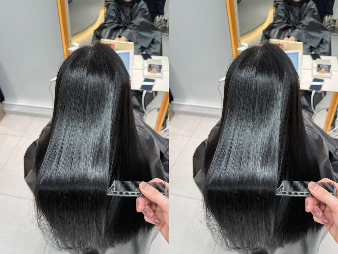 ロング 縮毛矯正 あいり／艶髪 、透明感カラー🩶のヘアスタイル