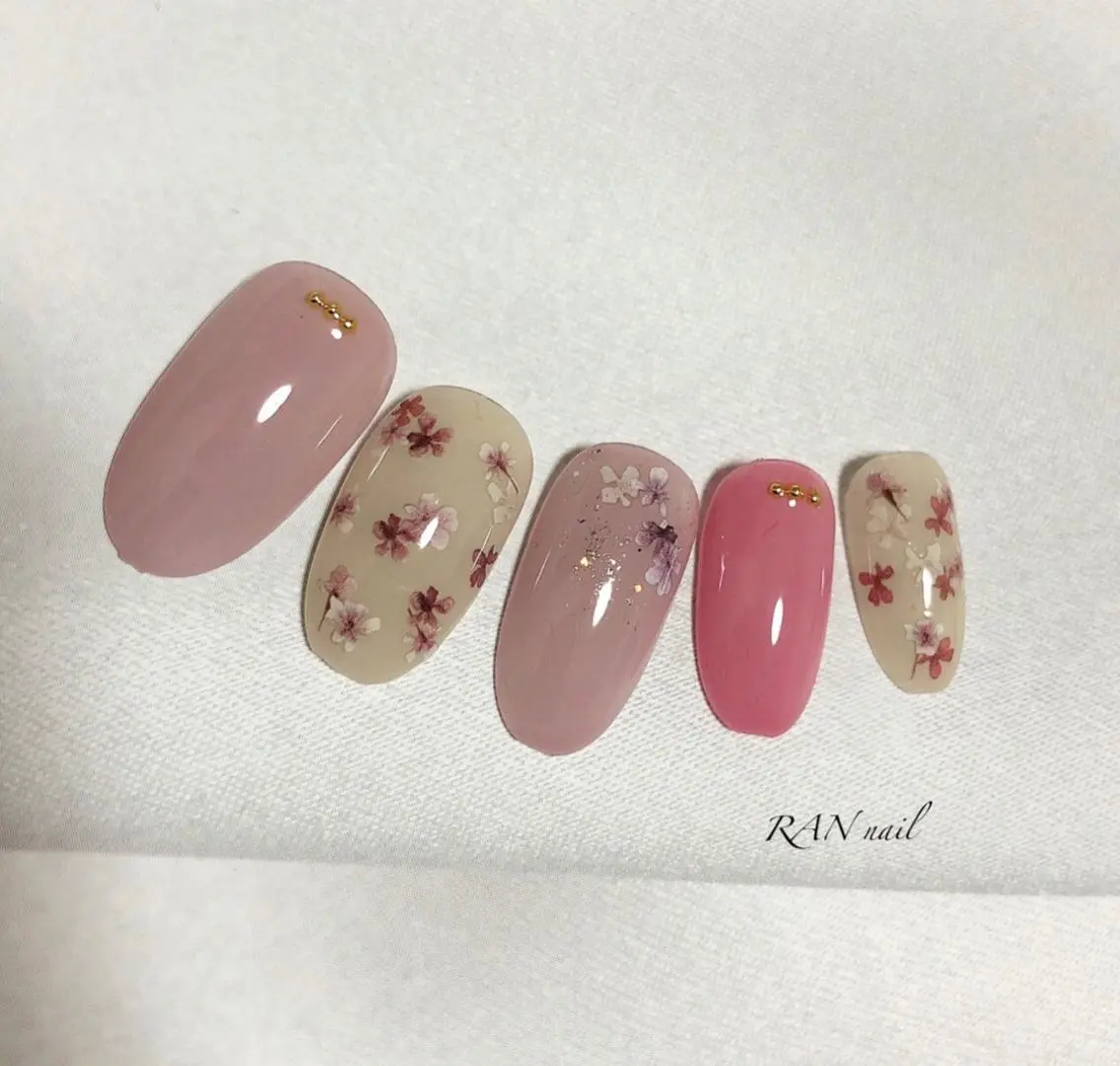ネイル 入学式 フラワーネイル ジェルネイル 卒業式 オフィスネイル ハンドネイル フットネイル RAN nailのネイルデザイン