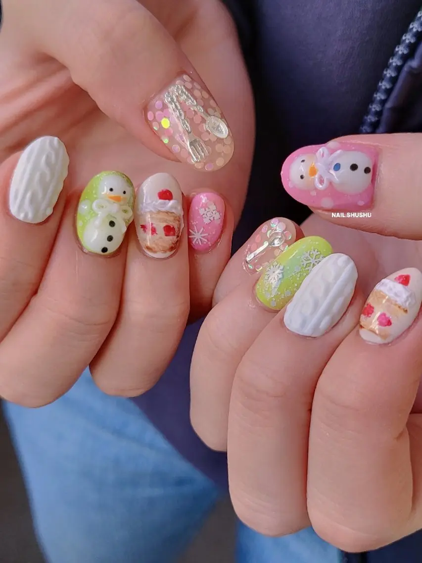 ネイル ハンドネイル 3dパーツ/流行り 👧shushu❤️のネイルデザイン