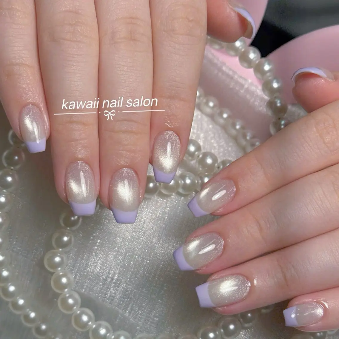 ネイル 長さ出し フレンチネイル ジェルネイル 韓国ネイル マグネットネイル Kawaii _Nailのネイルデザイン