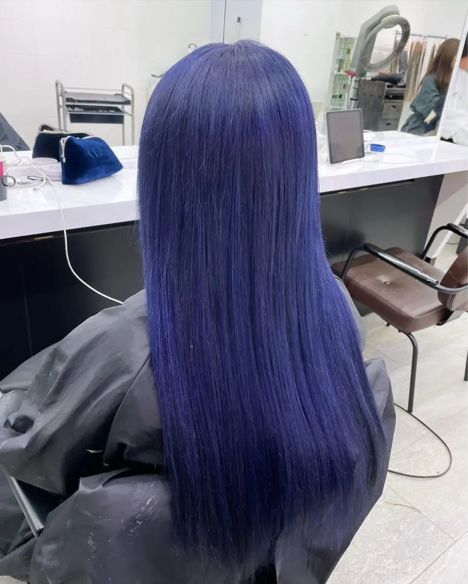 ロング カラー ヘアアレンジ プルエクステ ネイビーカラー エクステ ヘアカラー エクステ 🎀プルエクステ みまひかる🎀のヘアスタイル