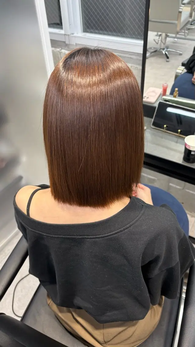ミディアム 髪質改善 縮毛矯正 トリートメント 縮毛矯正 🌙小林春月/新宿/ 美髪/ハイトーン🌙のヘアスタイル