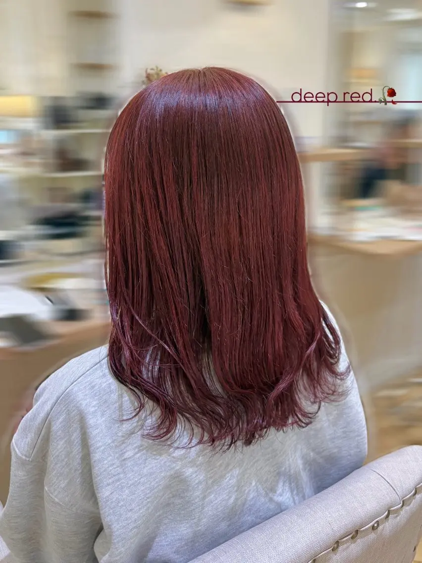 セミロング カラー ブリーチ レッドカラー カット ヘアカラー トリートメント 🌷MIREA🌷 LUANA 難波店のヘアスタイル