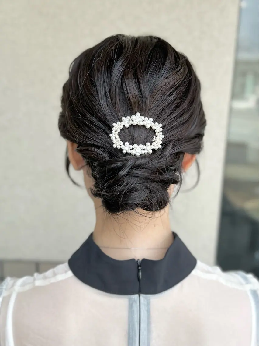 セミロング ヘアアレンジ 結婚式・ブライダル ヘアセット 沢田 瞳のヘアスタイル