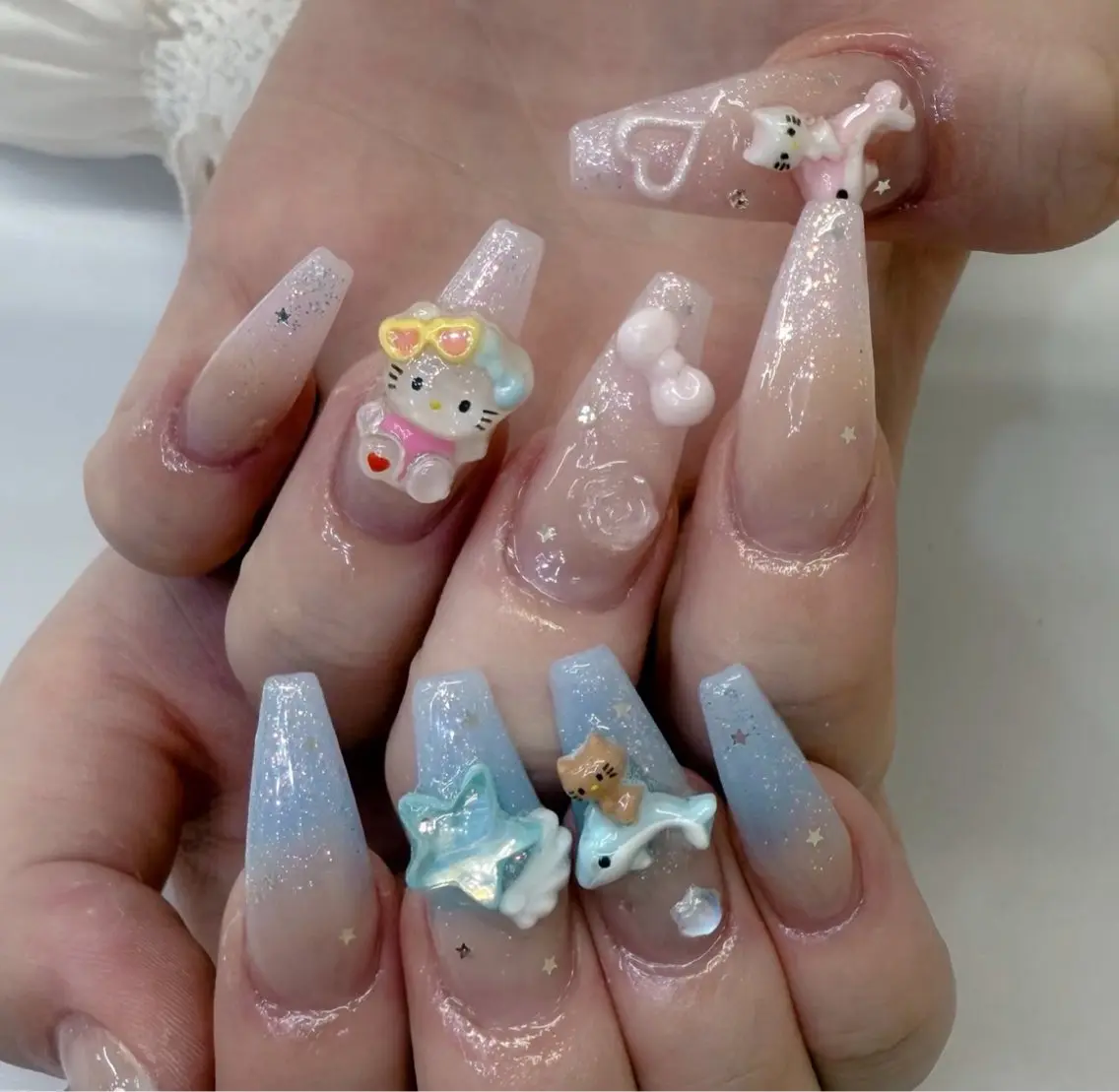 ネイル アートネイル フラワーネイル フレンチネイル ジェルネイル グラデーション ハンドネイル Ryu Nail NekoChanのネイルデザイン