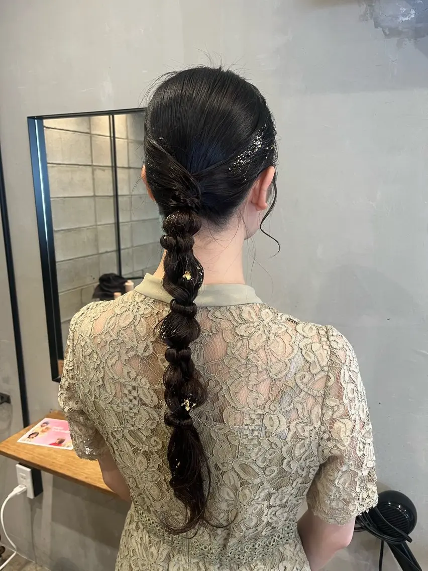 ロング ヘアアレンジ 結婚式・ブライダル みわ/博多 ブリーチ/メンズヘアのヘアスタイル