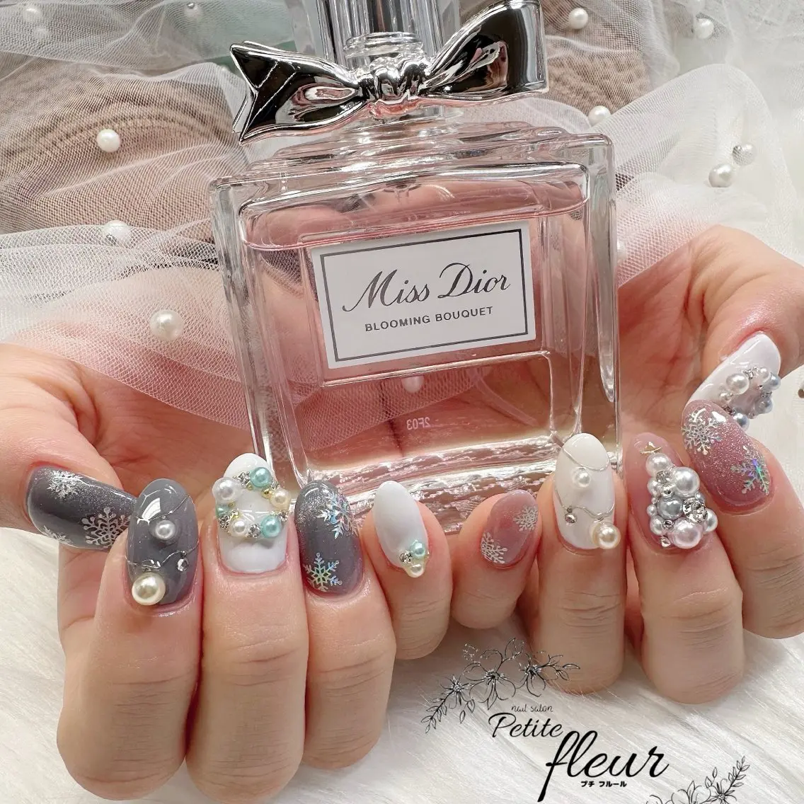 ネイル 持ち込み 冬ネイル クリスマス ❁⃘*。Petite fleur❁⃘*りさのネイルデザイン