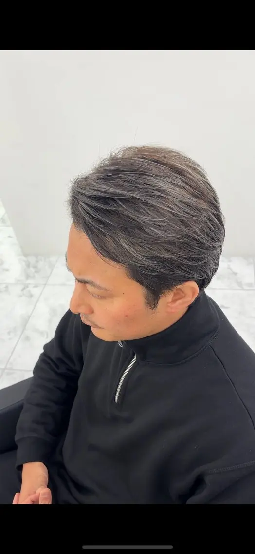 カラー メンズ メンズメッシュ 黒髪 メッシュ シルバー メンズ特化型美容師 ★あおいのヘアスタイル