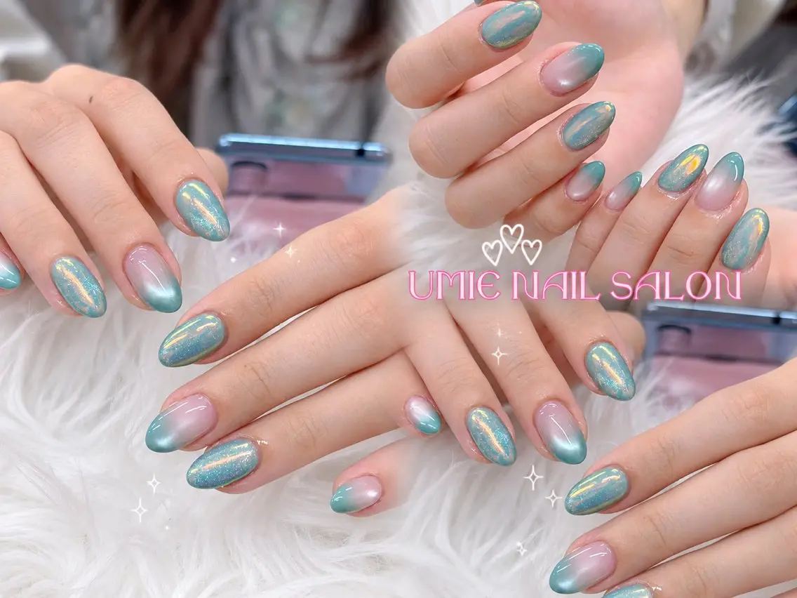 ネイル フットネイル フレンチネイル ジェルネイル ガラスフレンチ マグネットネイル ハンドネイル UMIE NAIL SALONのネイルデザイン