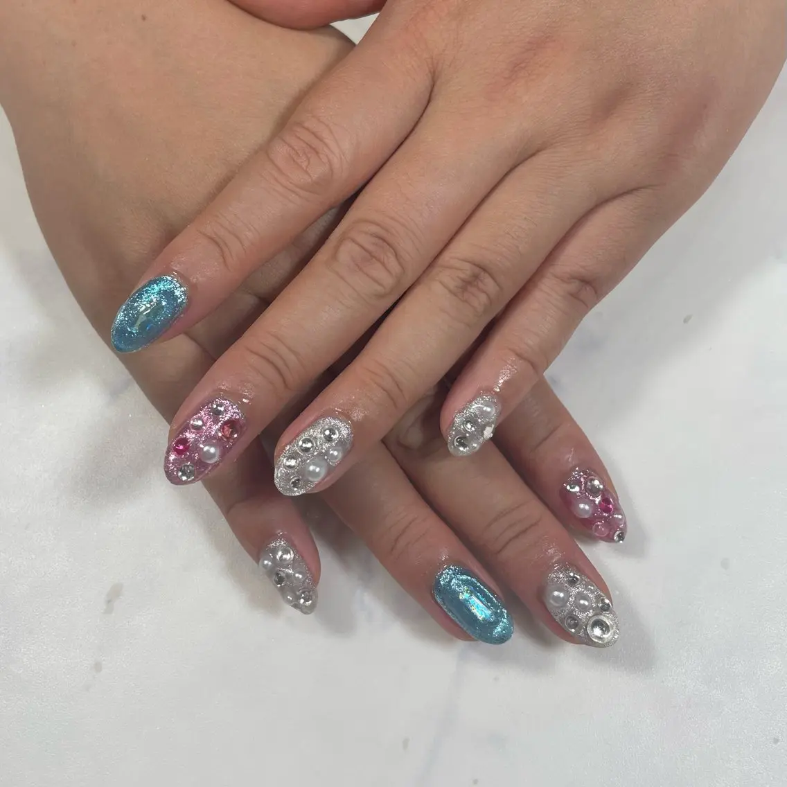 ネイル フラッシュネイル ハンドネイル COCOA🩵 Knailのネイルデザイン