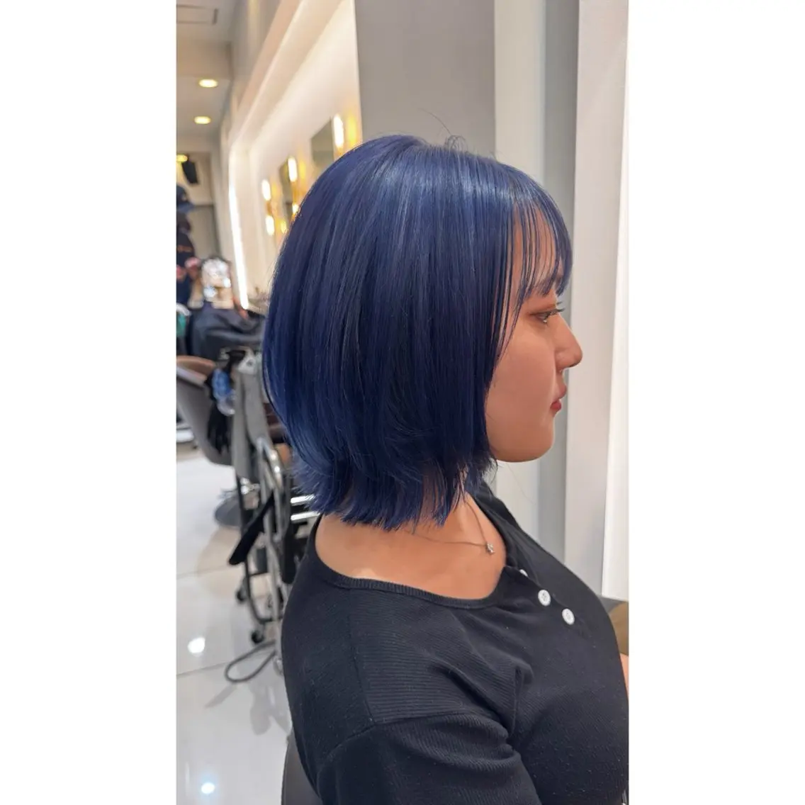 ミディアム カラー ブリーチ ブルーカラー ネイビーカラー カット ヘアカラー トリートメント beaute錦糸町 🦖⋆͛yuka💚のヘアスタイル