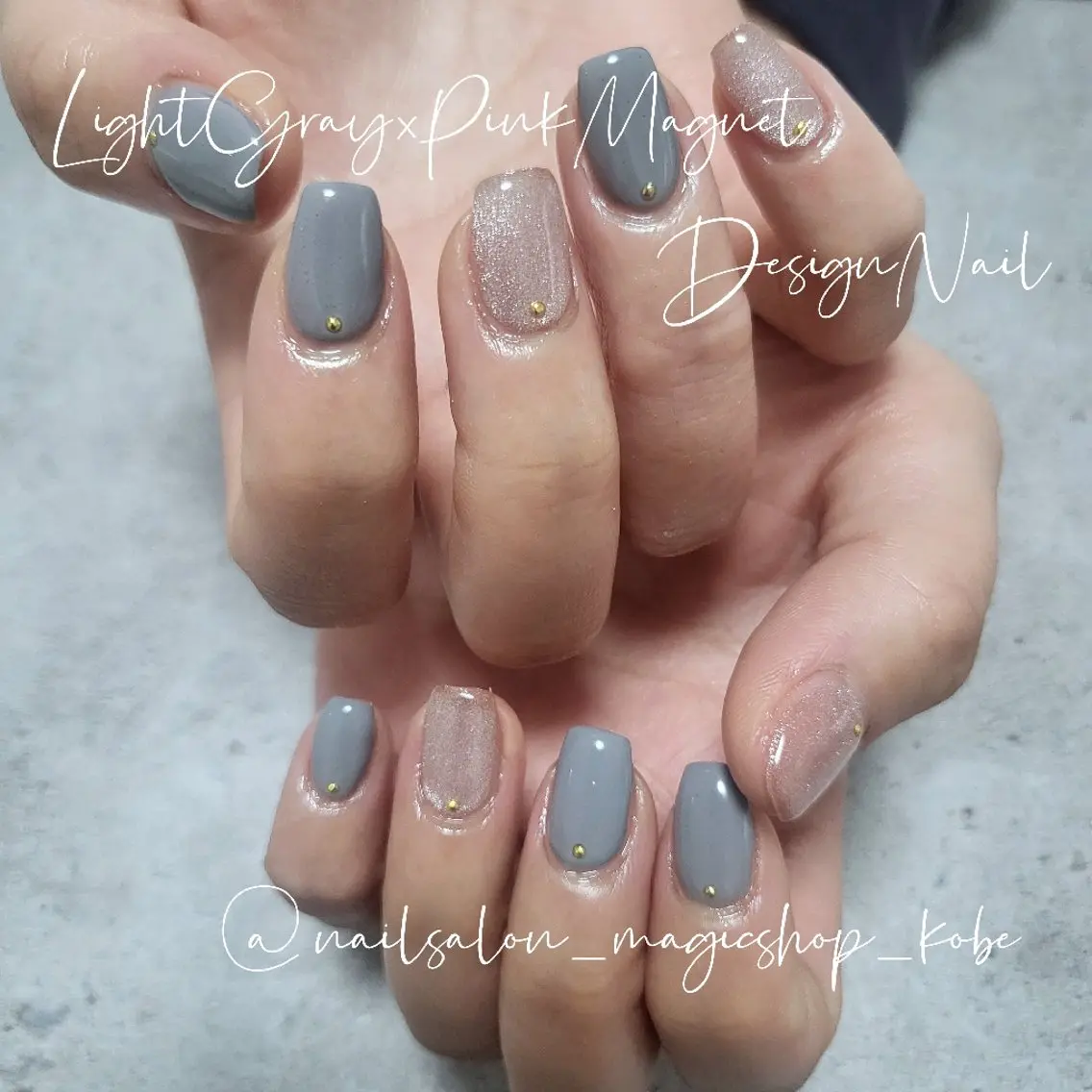 ネイル ジェルネイル ゴールド マグネットネイル マットネイル ピンク ハンドネイル Nailsalon MagicShopのネイルデザイン