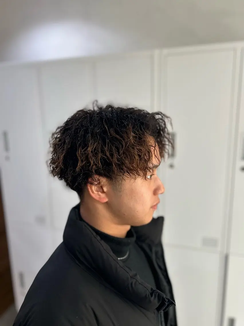 パーマ メンズ カット パーマ 河田 日和のヘアスタイル