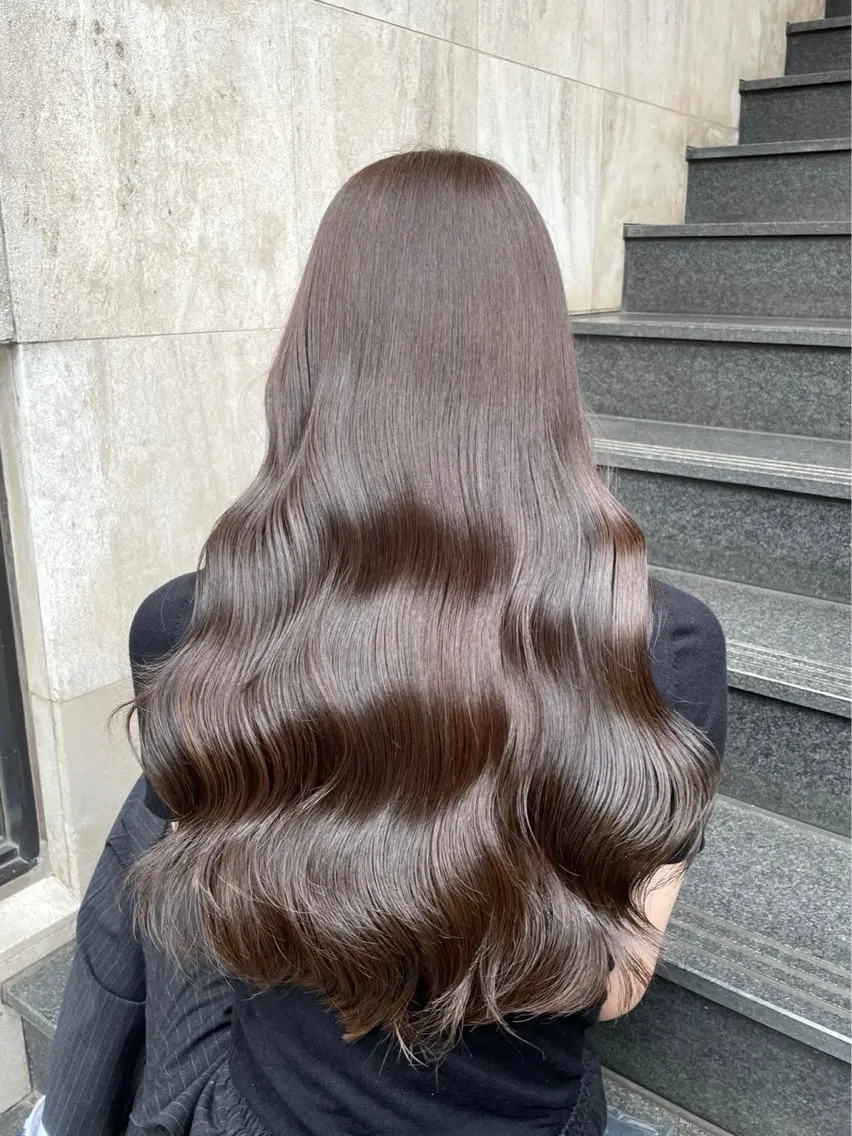 ロング ピンクブラウン 顔周りカット 髪質改善 縮毛矯正 カット ヘアカラー トリートメント 前髪顔周り/艶カラ ーYudaiのヘアスタイル