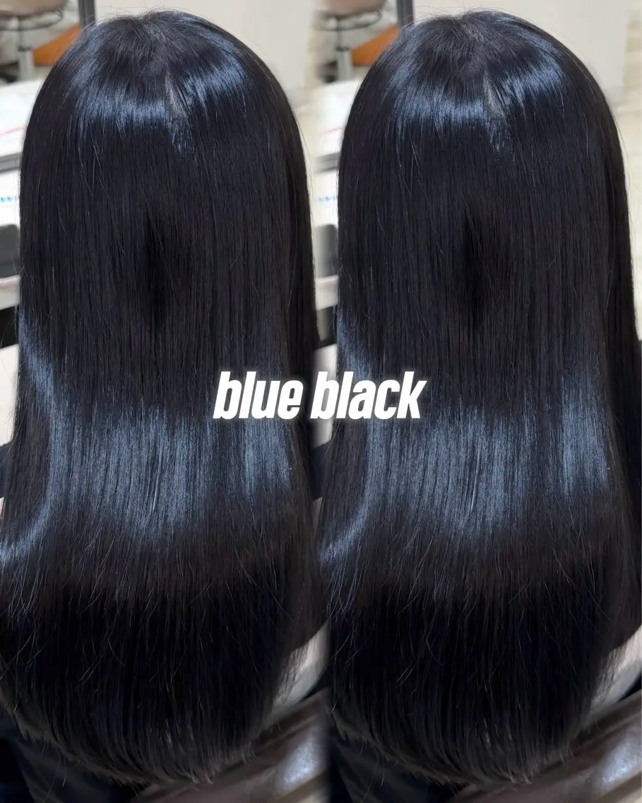 ロング カラー 黒髪 ブルーカラー ブルーブラック ヘアカラー トリートメント 透明感×髪質改善🌀 カナ 銀座のヘアスタイル