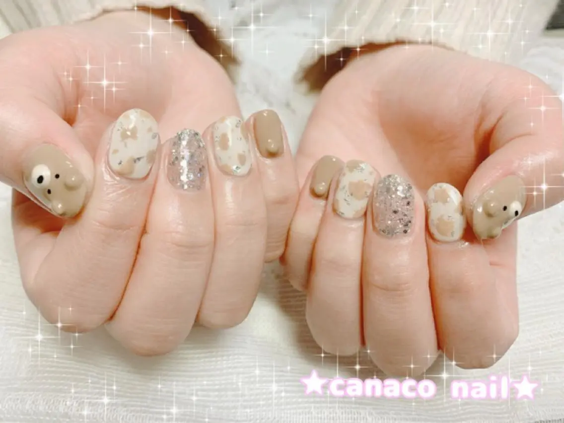 ネイル アニマル柄 アートネイル ジェルネイル パラジェル ストーンネイル ハンドネイル ハンドケア ベテランネイル cnc  nailのネイルデザイン