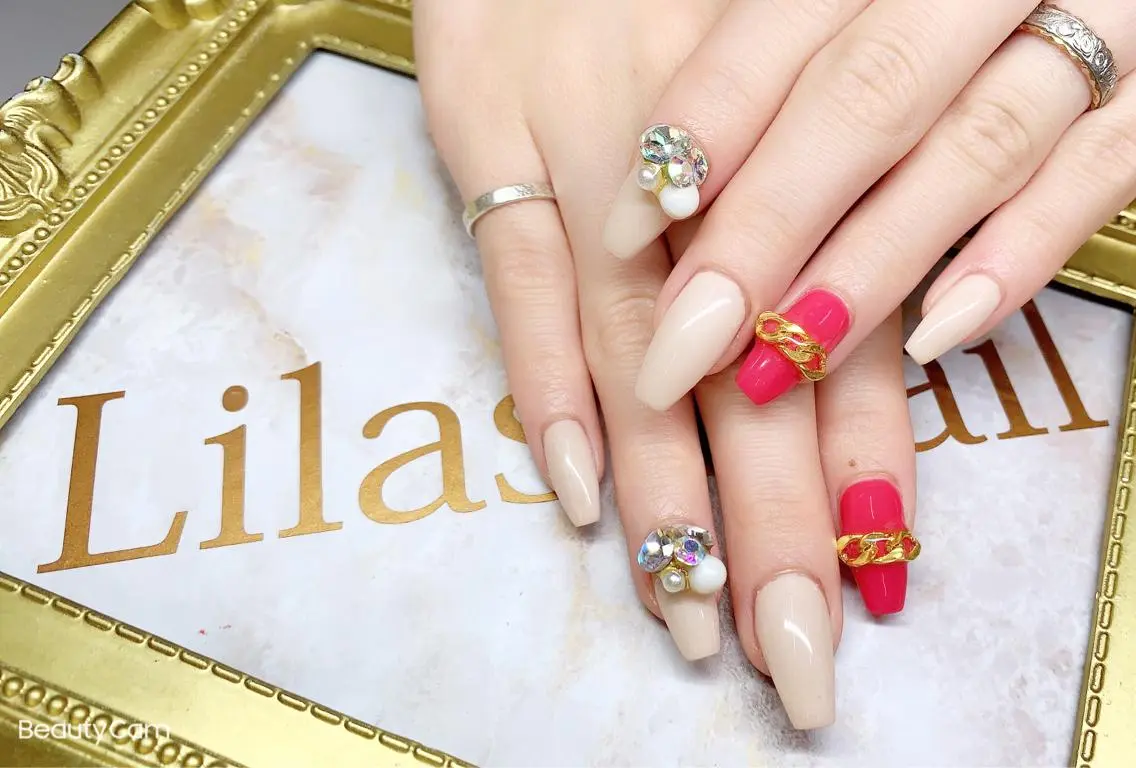 ネイル 入学式 ジェルネイル ハードジェル キラキラネイル ロングネイル Lilas Nailのネイルデザイン