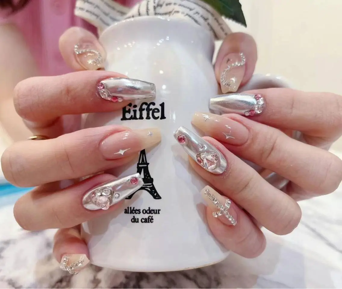 ネイル クリアネイル ゴージャス ミラーネイル Babarla nailのネイルデザイン
