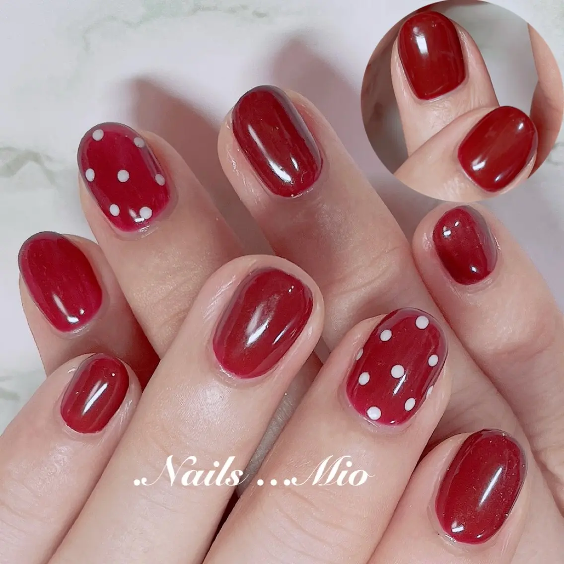 ネイル ジェルネイル ワンカラーネイル 赤色 ハンドネイル .Nails Mio 赤羽西ネイルサロンのネイルデザイン